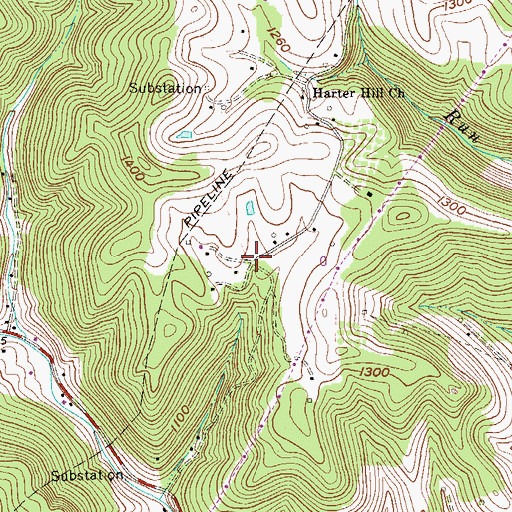 Topographic Map of Oak Grove (historical), WV