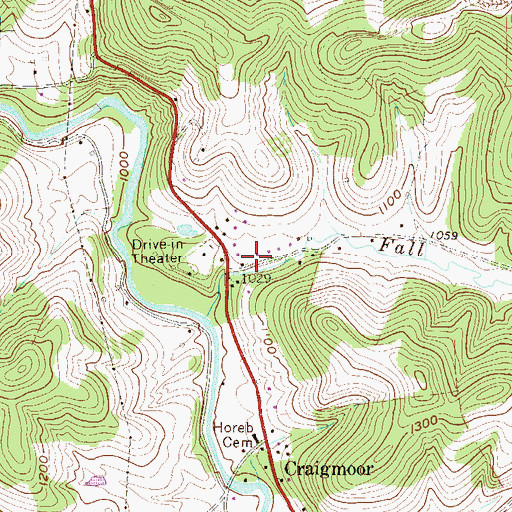 Topographic Map of Fall Run School (historical), WV