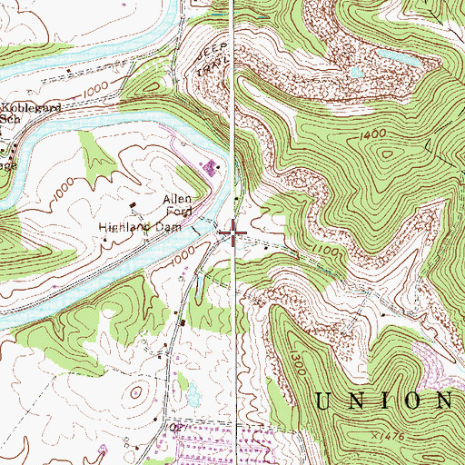 Topographic Map of Mutton Town School (historical), WV