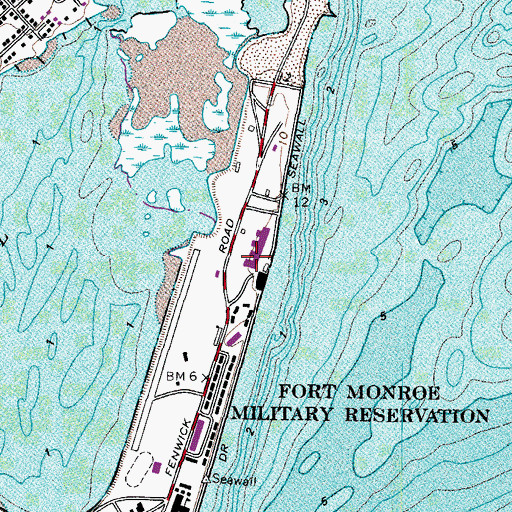 Topographic Map of Battery Anderson (historical), VA