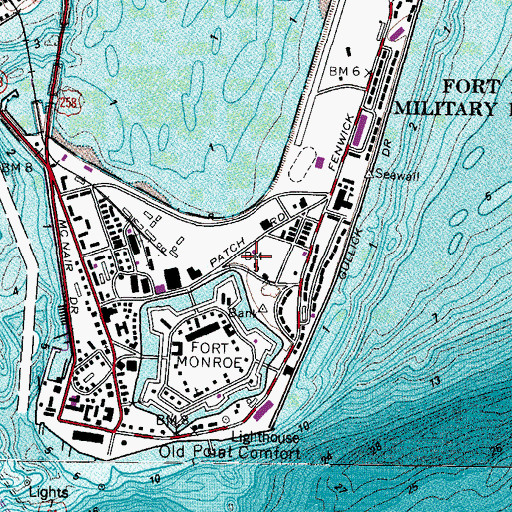 Topographic Map of Battery Bomford (historical), VA
