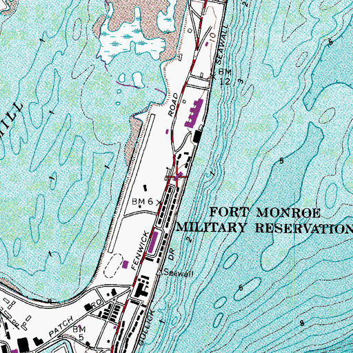 Topographic Map of Battery Church (historical), VA
