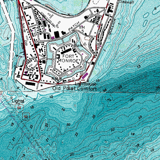 Topographic Map of Battery Irwin (historical), VA