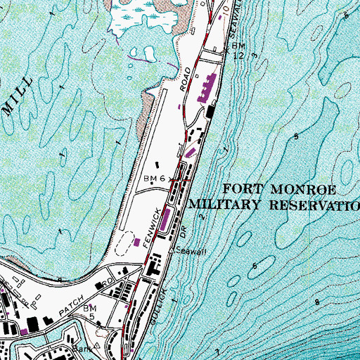 Topographic Map of Battery Montgomery (historical), VA