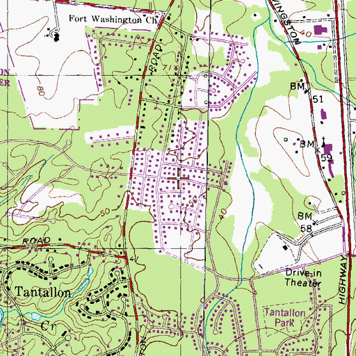 Topographic Map of Tantallon Square, MD
