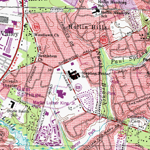 Topographic Map of Stephen Foster School (historical), VA