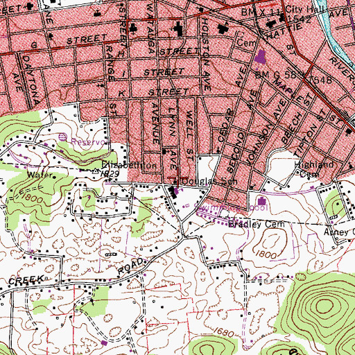 Topographic Map of Saint Marks Church of God, TN