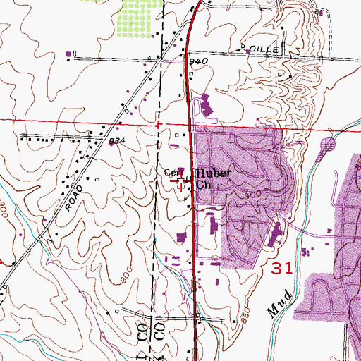 Topographic Map of Huber Mennonite Cemetery, OH