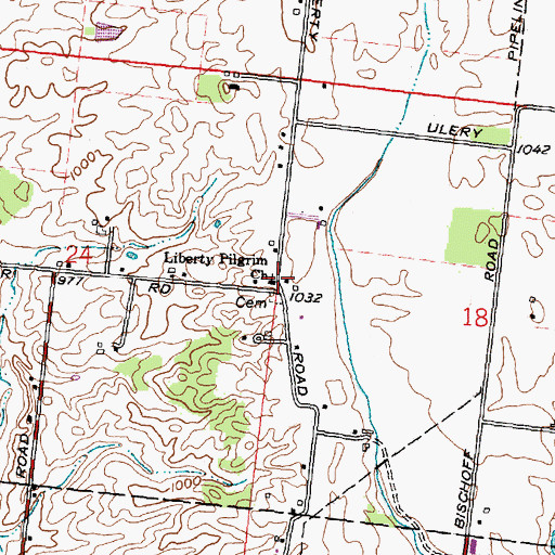 Topographic Map of Liberty Pilgrim Church, OH