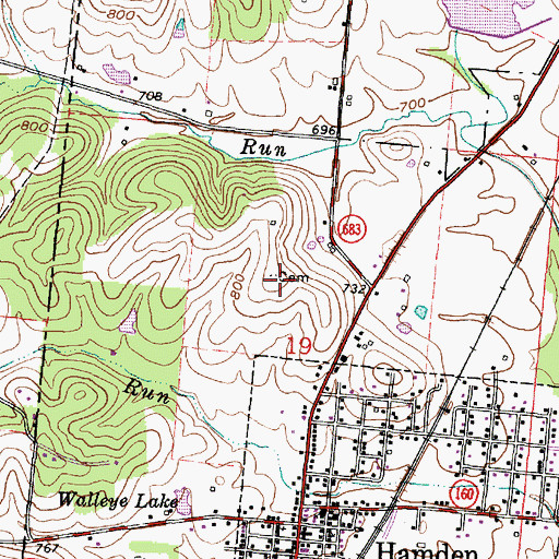 Topographic Map of Old Hamden Cemetery, OH