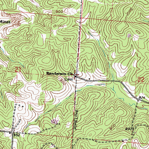 Topographic Map of Randerson Cemetery, OH