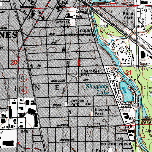 Topographic Map of Cherokee Park, IL