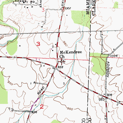 Topographic Map of McKendree Chapel Cemetery, OH