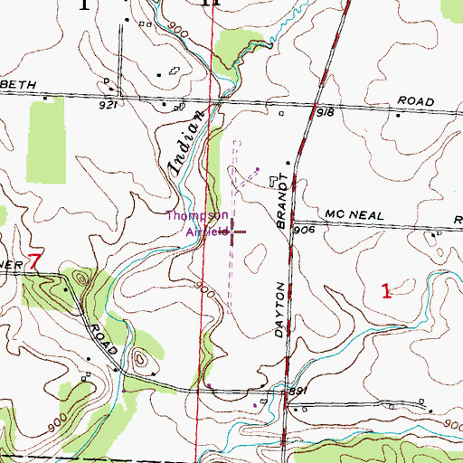 Topographic Map of Thompson Airfield (historical), OH