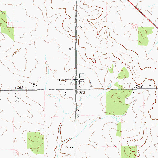 Topographic Map of Clayfield Catholic Cemetery, WI