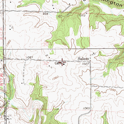 Topographic Map of Salem Lutheran Cemetery, WI