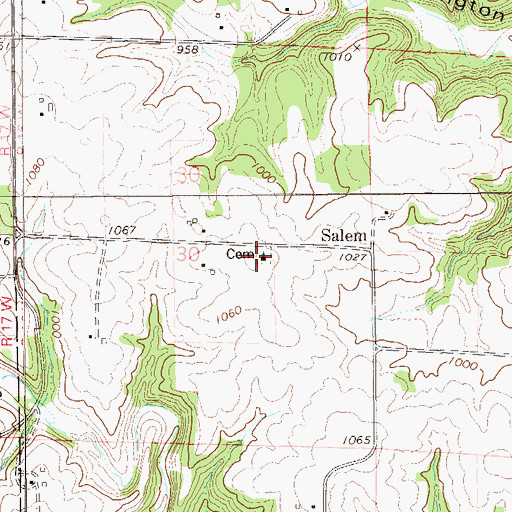 Topographic Map of Salem Lutheran Church, WI