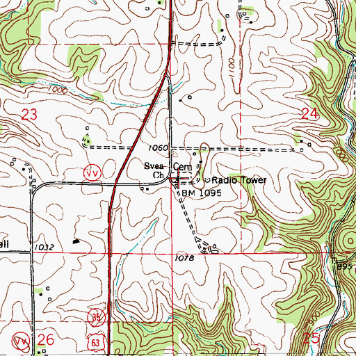Topographic Map of Svea Lutheran Cemetery, WI