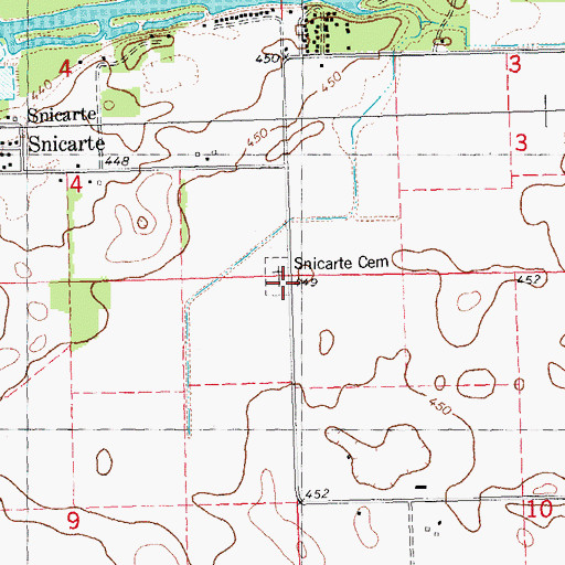 Topographic Map of Snicarte Cemetery, IL