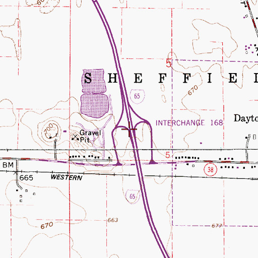 Topographic Map of Interchange 168, IN