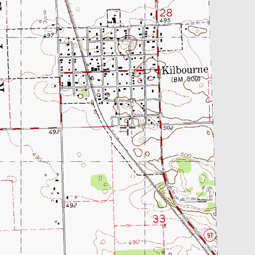 Topographic Map of Kilbourne Cemetery, IL