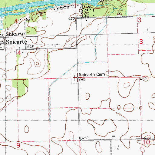 Topographic Map of Roat Cemetery, IL
