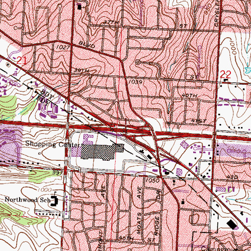 Topographic Map of Interchange 11, MO