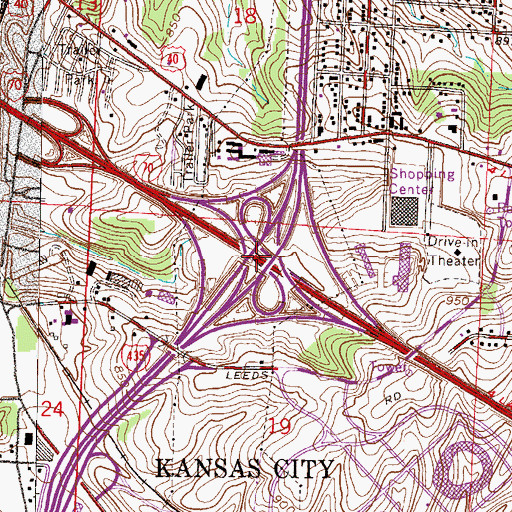 Topographic Map of Interchange 63 A&B, MO
