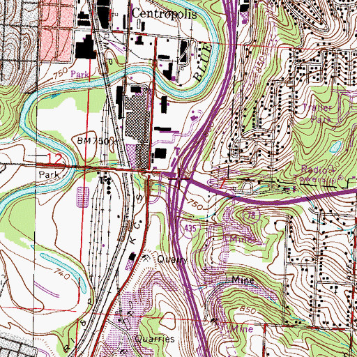 Topographic Map of Interchange 61, MO