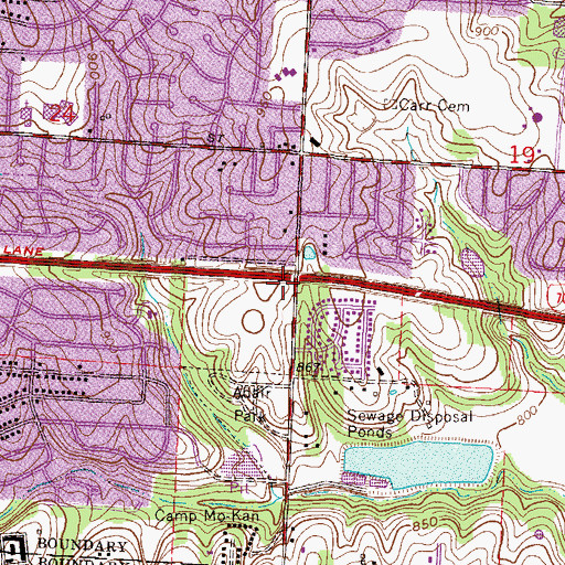 Topographic Map of Interchange 14, MO