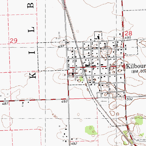 Topographic Map of Kilbourne Baptist Church, IL
