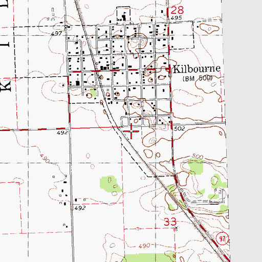 Topographic Map of Kilbourne Cemetery, IL