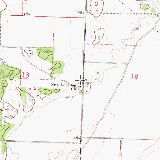Topographic Map of New Lebanon Cemetery, IL