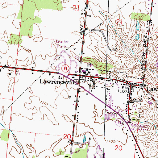 Topographic Map of Lawrenceville Post Office (historical), OH