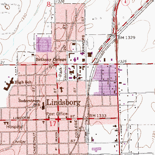 Topographic Map of Messiah Lutheran Church, KS