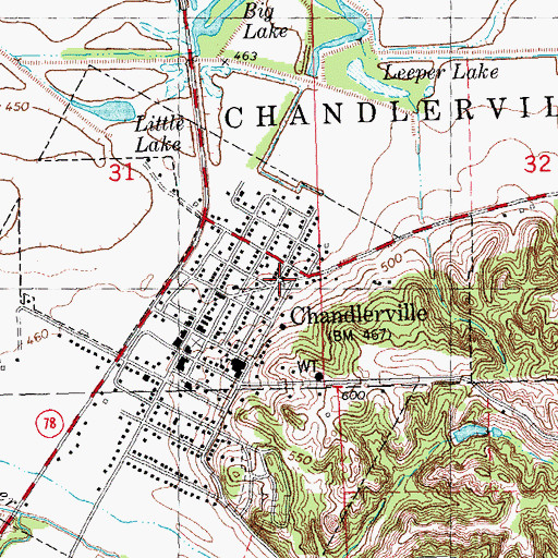 Topographic Map of Chandlerville Baptist Church, IL