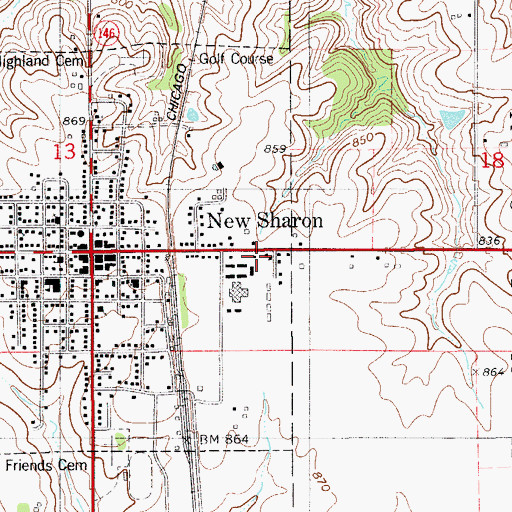 Topographic Map of New Sharon Post Office, IA