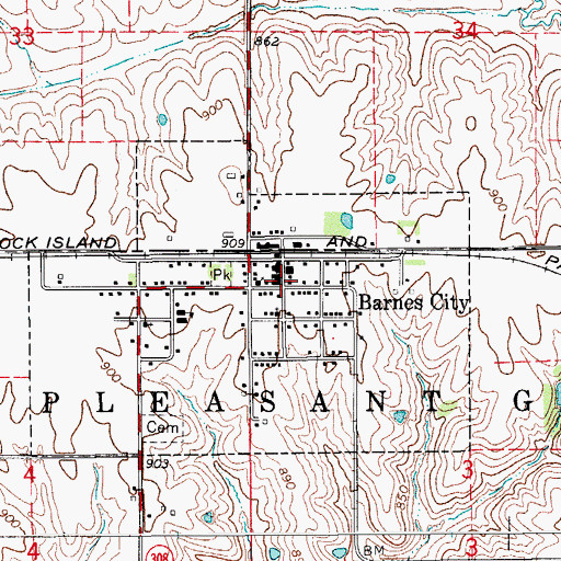 Topographic Map of Barnes City Community Church, IA