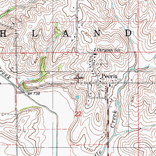 Topographic Map of Peoria Cemetery, IA