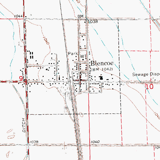 Topographic Map of Blencoe Post Office, IA