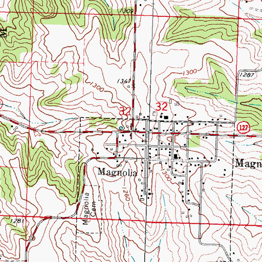 Topographic Map of Magnolia Post Office (historical), IA