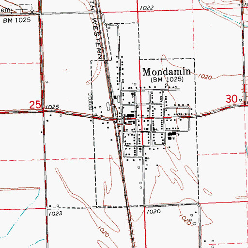 Topographic Map of Mondamin Post Office, IA
