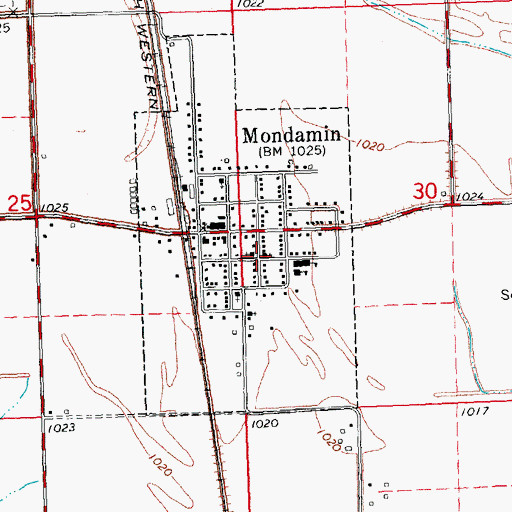 Topographic Map of Mondamin Baptist Church, IA