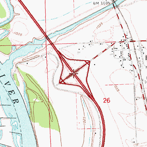 Topographic Map of Interchange 95, IA