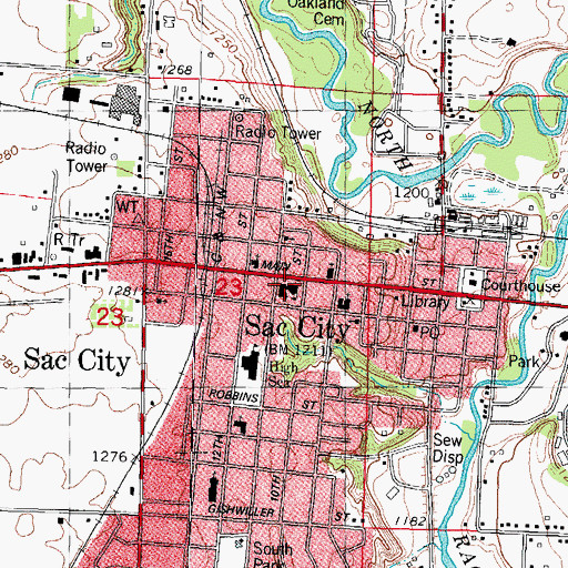 Topographic Map of Sac Community Recreation Center, IA