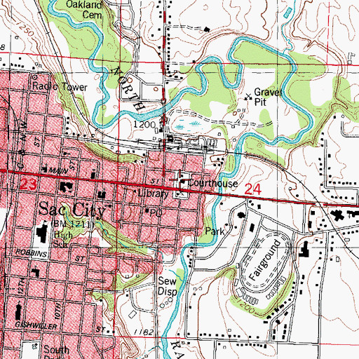 Topographic Map of Sac County Courthouse, IA