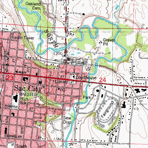 Topographic Map of Sac County Sheriff's Office, IA