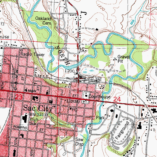 Topographic Map of Sac City (historical), IA
