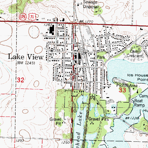 Topographic Map of Lake View City Library, IA