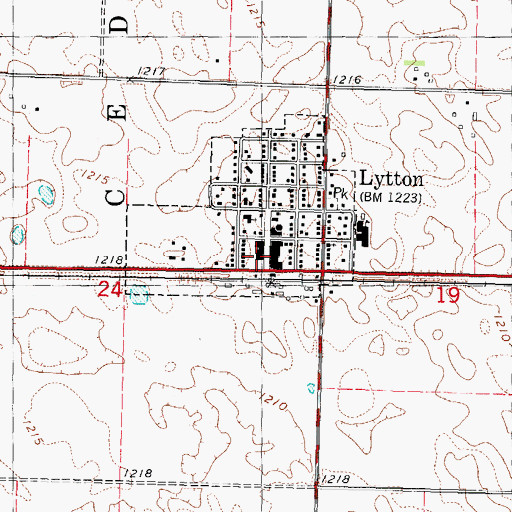 Topographic Map of Lytton City Hall, IA